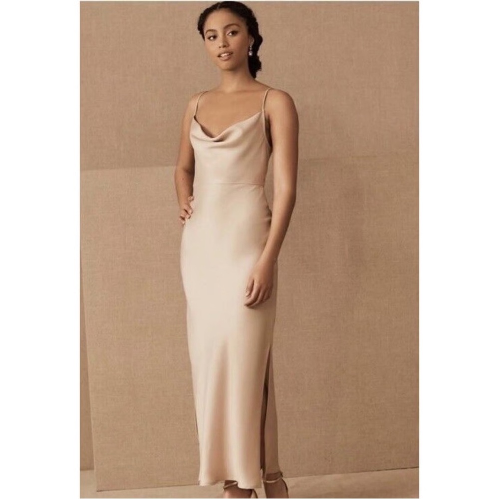 BHLDN Cali Satin Cowl-Neck Midi Dress